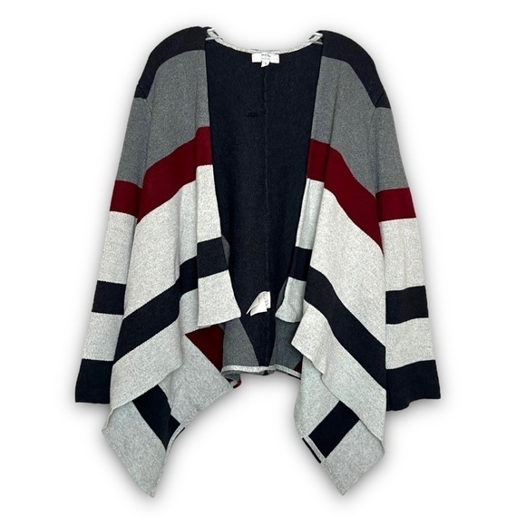 THAKOON Stripe Wool Blend Draped Knit Colorblock Cardigan Sweater Blanket Coat L - Picture 4 of 10